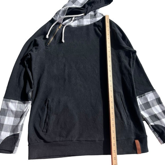 Ampersand Avenue Women’s L Black Buffalo Plaid Checks Out Double Hood Sweatshirt - Picture 5 of 16